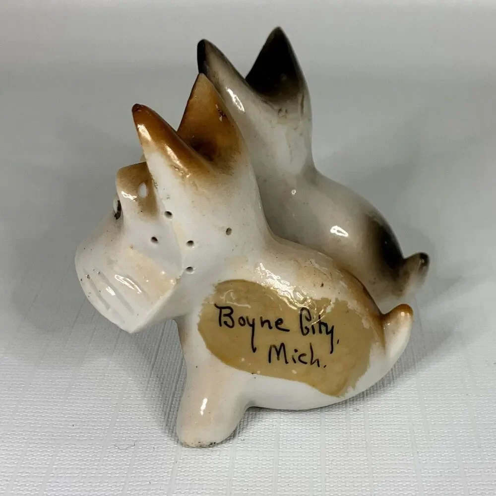 1950s Vintage Dog Salt Pepper Shakers Scotty Terrier Made Japan Souvenir Puppy